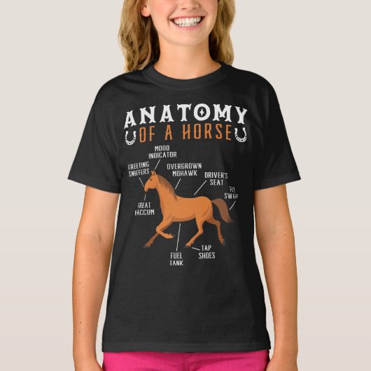 Ruitanatomie van een paardenloop t-shirt (Voorkant)