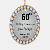 Ruitdiamant 60th Wedding Jubileum - Aangepaste nam Keramisch Ornament (Rechts)