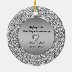 Ruiten en Zilver 10e Jubileum voor bruiloft Keramisch Ornament