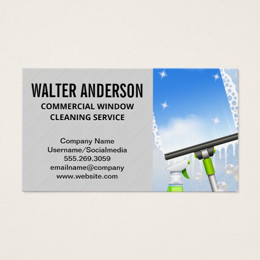 Ruiten schoonmaken | Zeepbellen Squeegee Visitekaartje (Voorkant)
