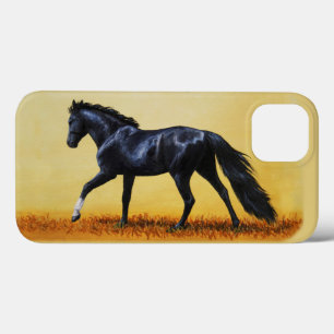 Ruitend Horse Black Stallion iPhone 13 Hoesje