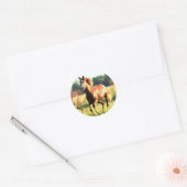 Ruitend paard ronde sticker (Envelop)
