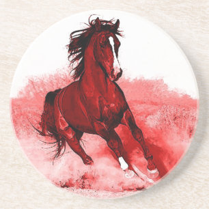 Ruitend paard zandsteen onderzetter