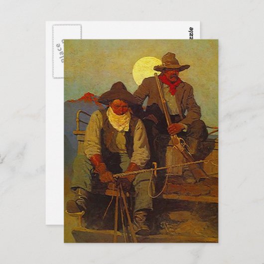 Ruitende scheerpistolen Zijzitplaats Western-esque Briefkaart (Voorkant / Achterkant)