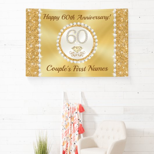 Ruitendiamant, 60ste Jubileum-banner voor bruiloft Spandoek (Insitu)