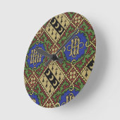 Ruitendrukkerij, kerkelijk behangselontwerp ronde klok (Hoek)