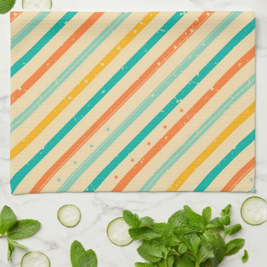 Ruitengestreepte patroon van Retro grunge Theedoek (Gevouwen)