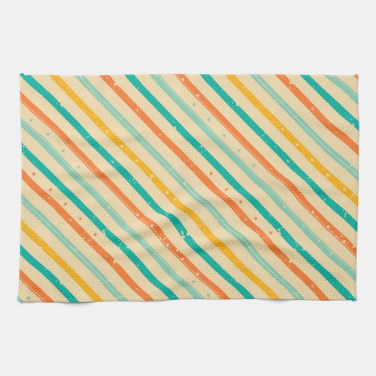 Ruitengestreepte patroon van Retro grunge Theedoek (Horizontaal)