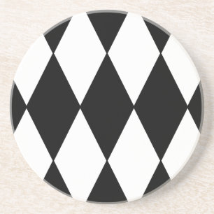 Ruitenpatroon met zwarte en witte retro zandsteen onderzetter