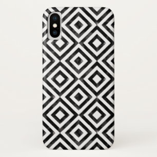 Ruitenpatroon met zwarte en witte Waterverf iPhone X Hoesje
