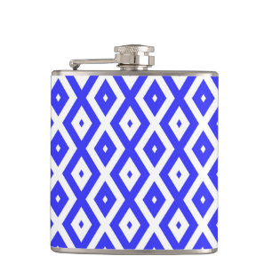 Ruitenpatroon van koninklijk blauw en wit heupfles