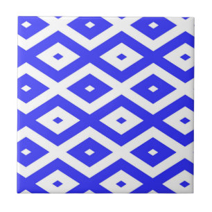Ruitenpatroon van koninklijk blauw en wit tegeltje