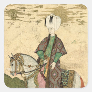 Ruitenportret van Sultan Osman II 1618 Vierkante Sticker