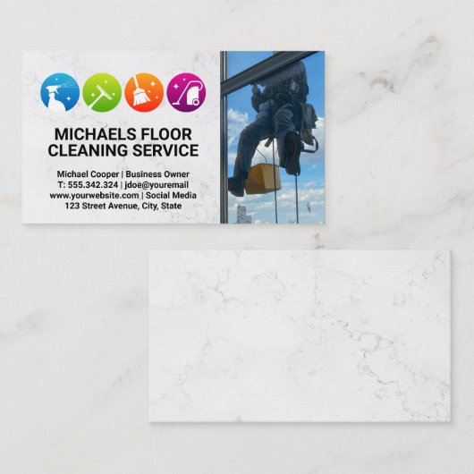 Ruitenreiniger | Schoonmaakdiensten Icoon Visitekaartje (Voorkant / Achterkant)