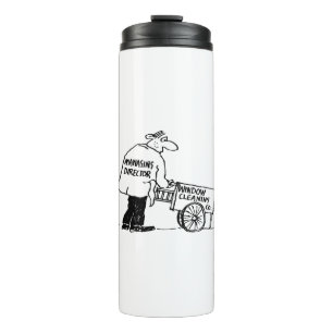 Ruitenwasser met kar voor het schoonmaken van rame thermosbeker