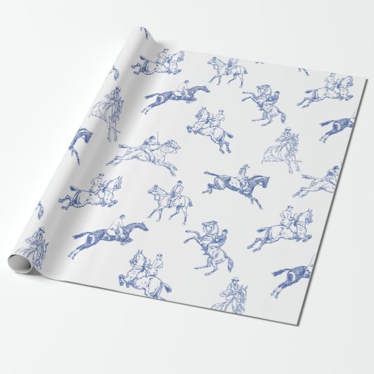  ruiterblauw wit toilet cadeaupapier (Uitgerold)
