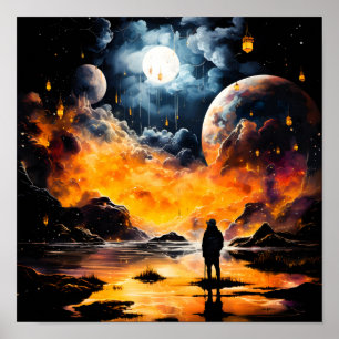 Ruitereiziger Kosmische Horizon Reis Poster
