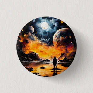 Ruitereiziger Kosmische Horizon Reis Ronde Button 3,2 Cm