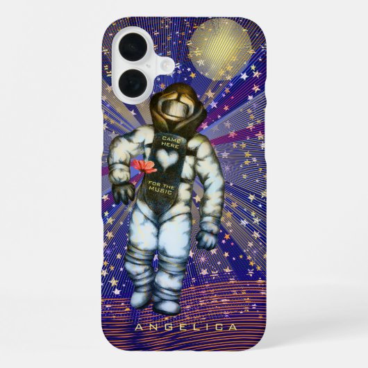 Ruitetekening astronaut Kwam hier voor muziek Cool iPhone Hoesje (Achterkant)