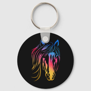 Ruitpaard met kleurig paard Riding Horse Racing Ho Sleutelhanger
