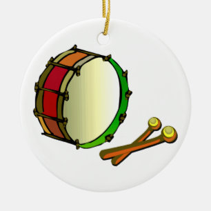Ruittrommel met mallets rood groen keramisch ornament