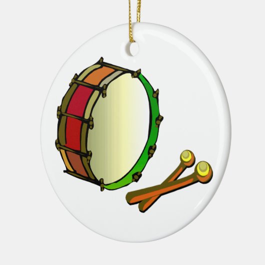 Ruittrommel met mallets rood groen keramisch ornament (Links)