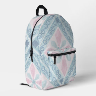 ruitvormig blauw patroon bedrukte rugzak