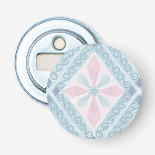 ruitvormig blauw patroon button flesopener