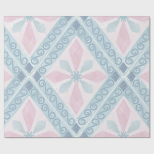 ruitvormig blauw patroon cadeaupapier