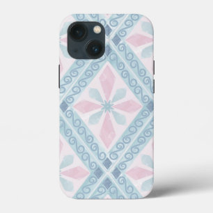 ruitvormig blauw patroon iPhone 13 mini hoesje
