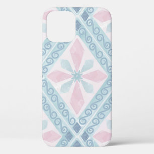 ruitvormig blauw patroon iPhone 12 hoesje