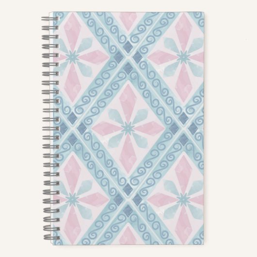 ruitvormig blauw patroon notitieboek (Voorkant)