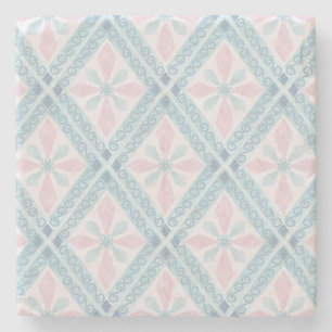 ruitvormig blauw patroon stenen onderzetter