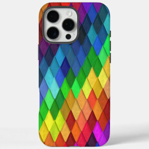 Ruitvormig geometrisch regenboogpatroon iPhone 16 pro max hoesje