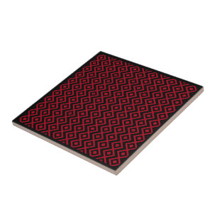 Ruitvormig Harlekijnpatroon Zwart en Rood Tegeltje