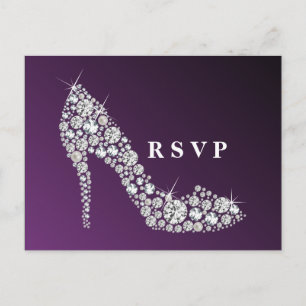 ruitvormige hoge hakken glitterelegant RSVP Uitnodiging Briefkaart