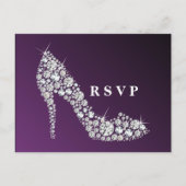 ruitvormige hoge hakken glitterelegant RSVP Uitnodiging Briefkaart (Voorkant)