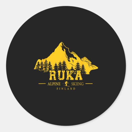 Ruka Finland Ski Resort Kuusamo Rukatunturi Alpine Ronde Sticker (Voorkant)