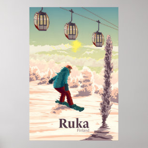 Ruka Finland Snowboarden Reisposter Poster