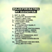 Rules for dating my daughter raamsticker (Vel 3)