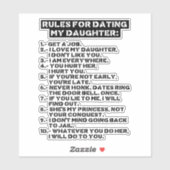 Rules for dating my daughter sticker (Vel)