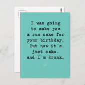Rum Cake Plannen Verijdeld / Ik ben Drink Briefkaart (Voorkant / Achterkant)
