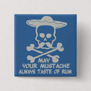 Rum Mustache aangepaste kleurknop Vierkante Button 5,1 Cm