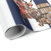 Rum PARTY PIRATE blauw & wit ompakken papier (Rol Hoek)