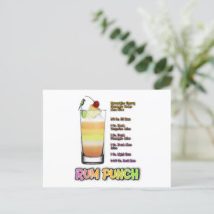 RUM PUNCH Cocktail Recipe Art Briefkaart