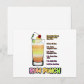 RUM PUNCH Cocktail Recipe Art Briefkaart (Voorkant / Achterkant)