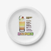 RUM PUNCH Cocktail Recipe Art Papieren Bordje (Voorkant)