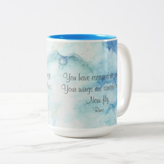 Rumi Artistic Snowy Owl Two-Tone Coffee Mok (Voorkant rechts)