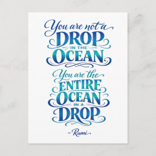 Rumi citaat: Niet een druppel in de oceaan Briefkaart
