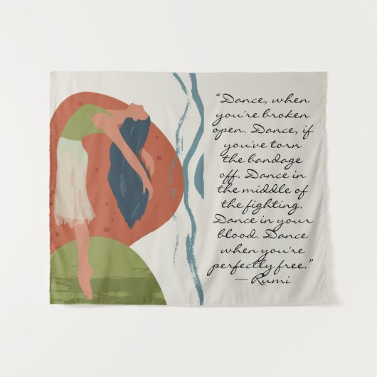 Rumi Dance Quote met danser Wandkleed (Voorkant (horizontaal))